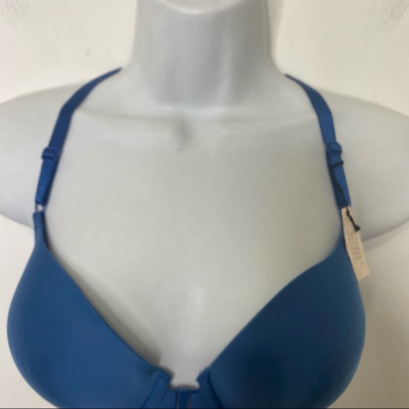 NWT Victoria Secret Blue Lined Demi Front Closure Bra With Criss Cross Back 32DD - Picture 7 of 11
